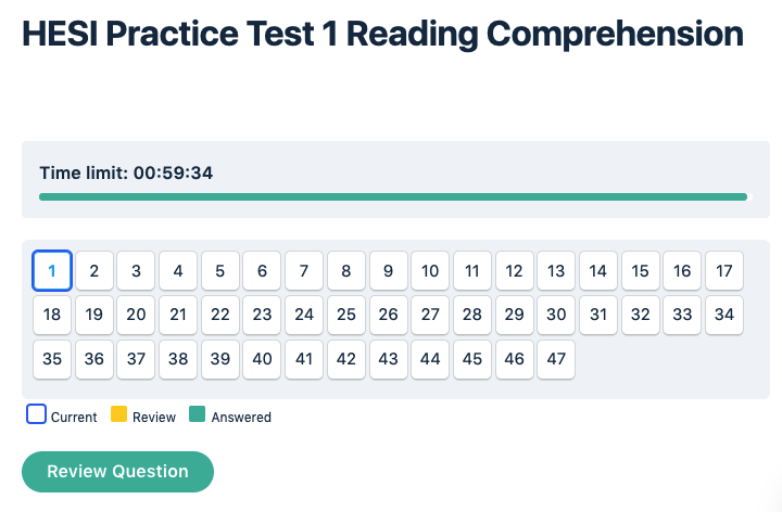 HESI reading practice test