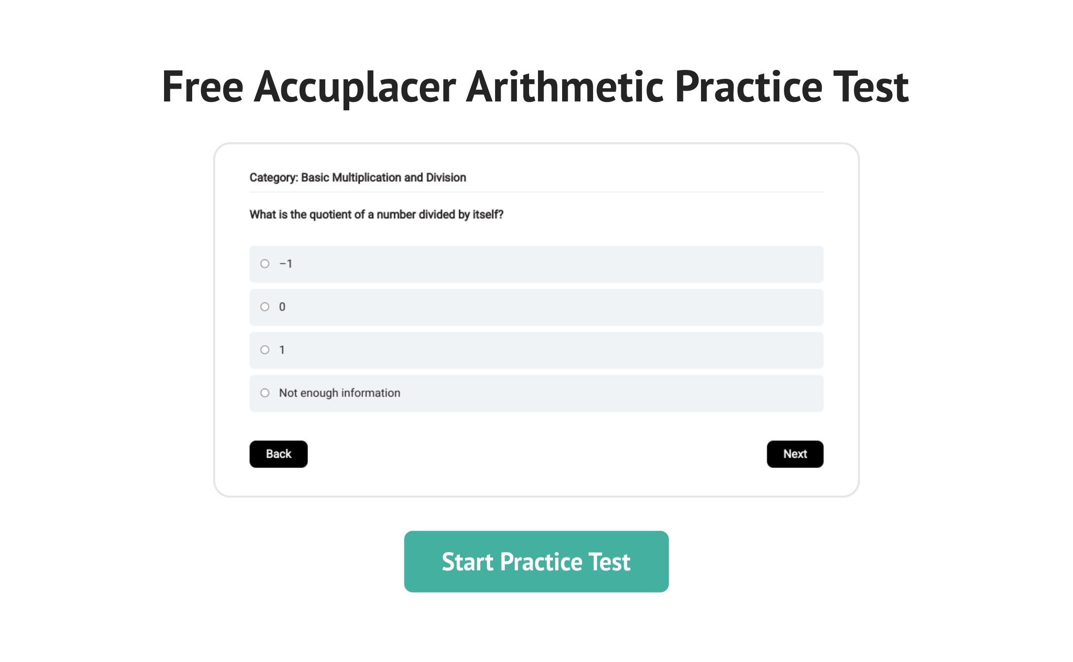 Accuplacer math practice test